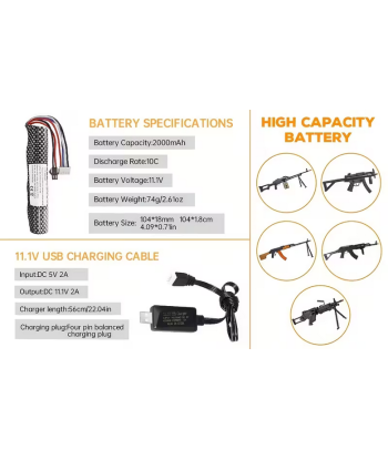 Bateria Lipo 11.1V 2000 mAh c/ Carregador Incluído - ACM
